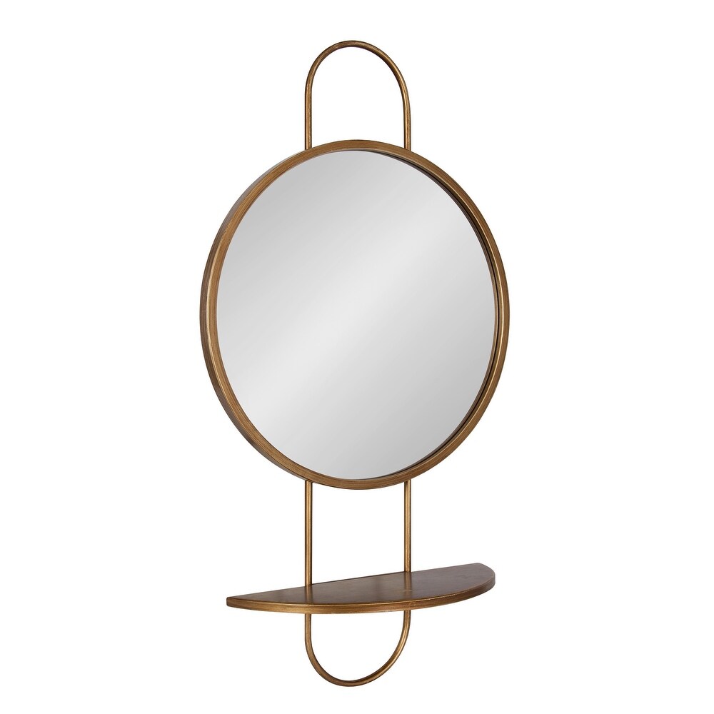 Kate and Laurel Patel Round Mirror with Shelf