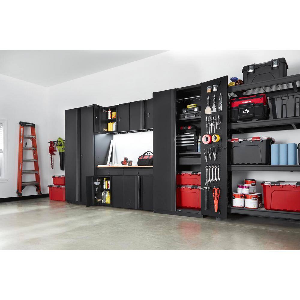 Husky 6-Piece Heavy Duty Welded Steel Garage Storage System in Black (128 in. W x 81 in. H x 24 in. D) HTC620220