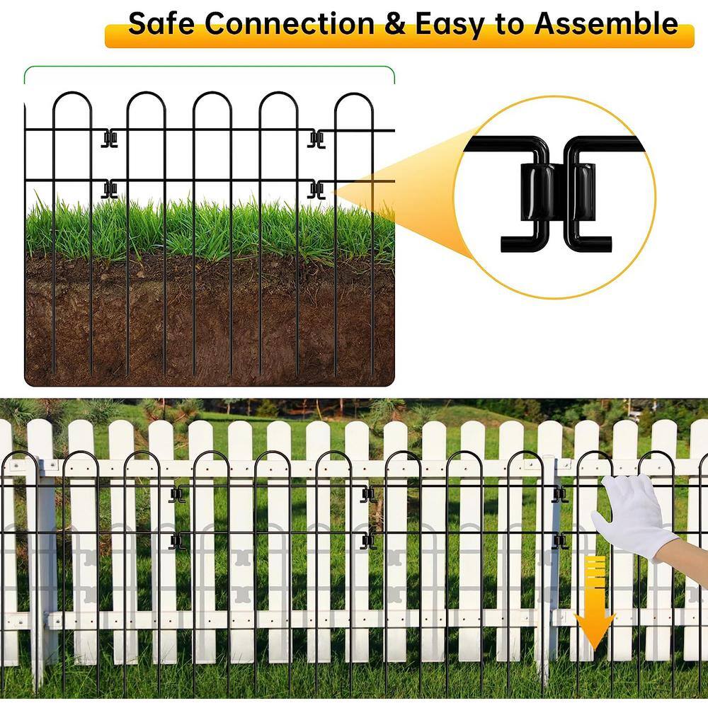 Oumilen 20-Pack No Dig Fence Decorative Garden Fence Border Rustproof Black Metal LT-K298