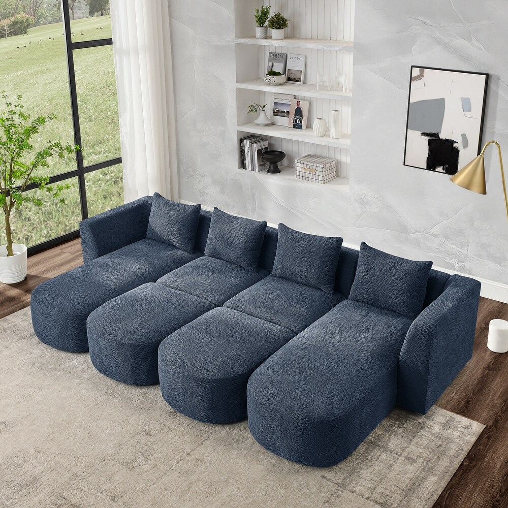 U Shape Sectional Sofa including Two Single Seat  Two Chaises and Two Ottomans  Modular Sofa