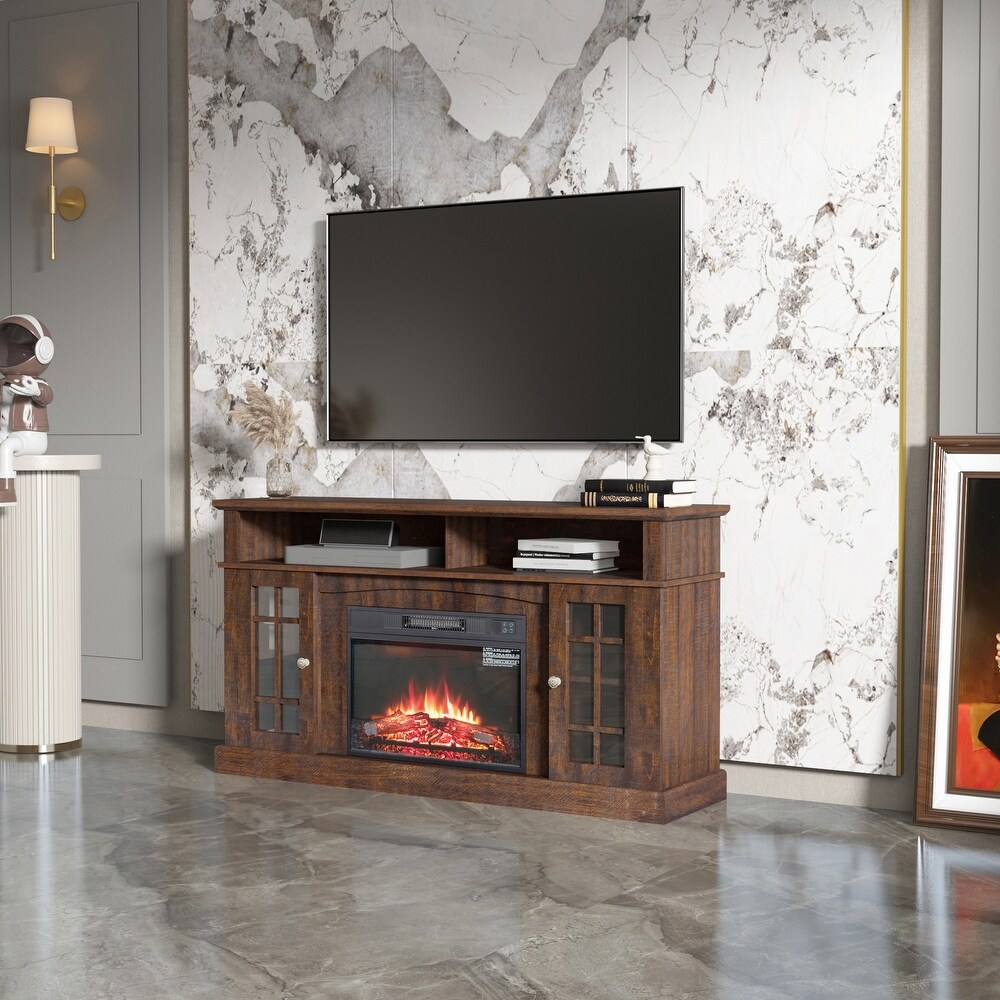 TV stand cabinet  entertainment center with electronic fireplace and remote control  electronic flame beautiful