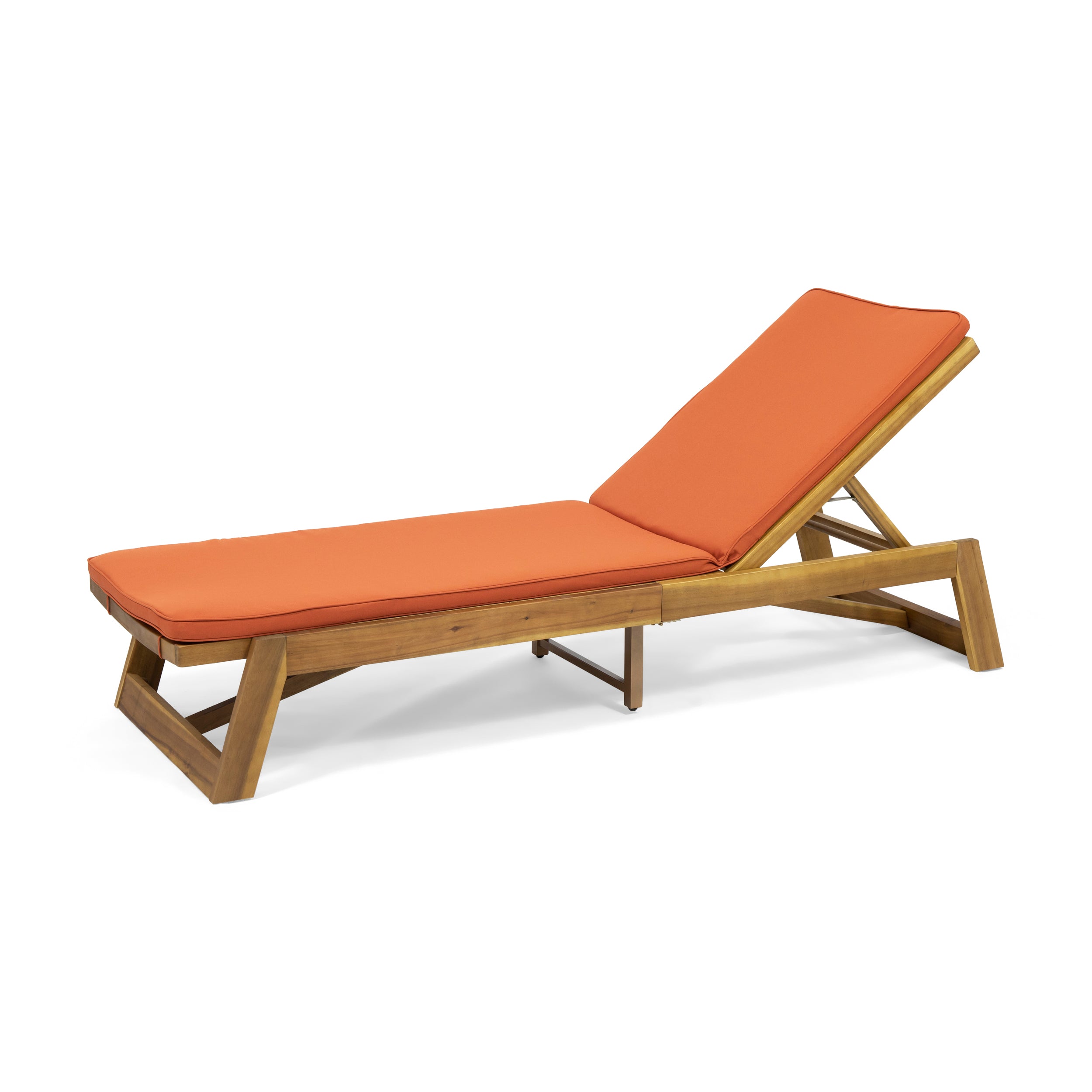 Adelaide Outdoor Acacia Wood Chaise Lounge and Cushion Set