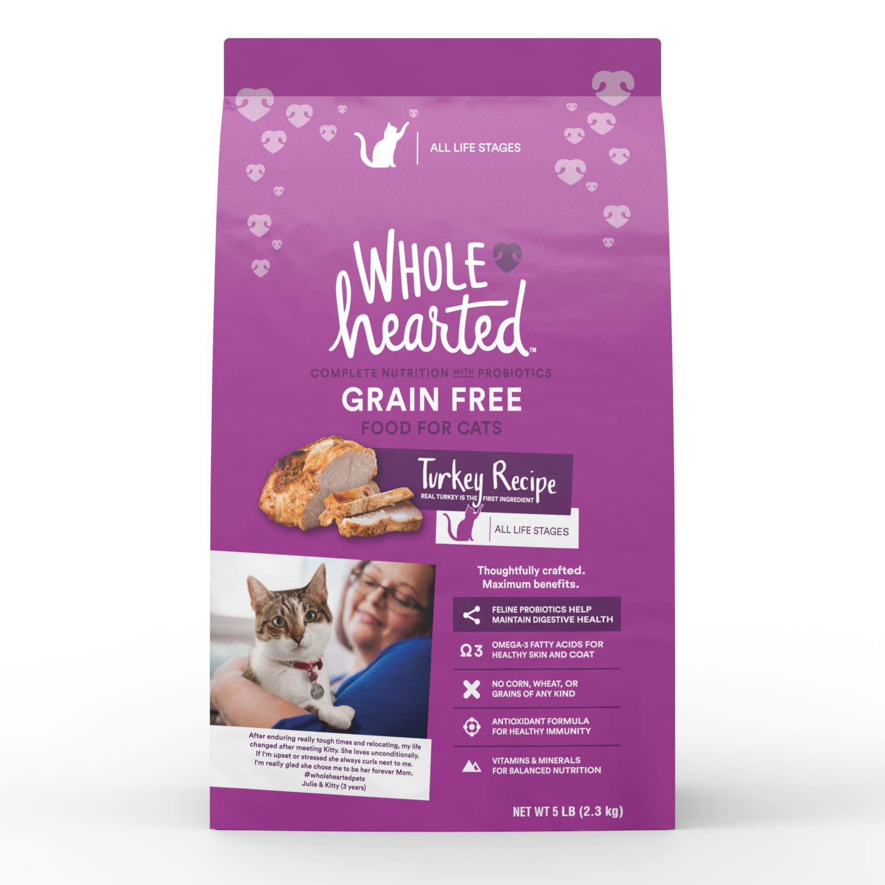 WholeHearted Grain Free Turkey Formula Dry Cat Food， 5 lbs.