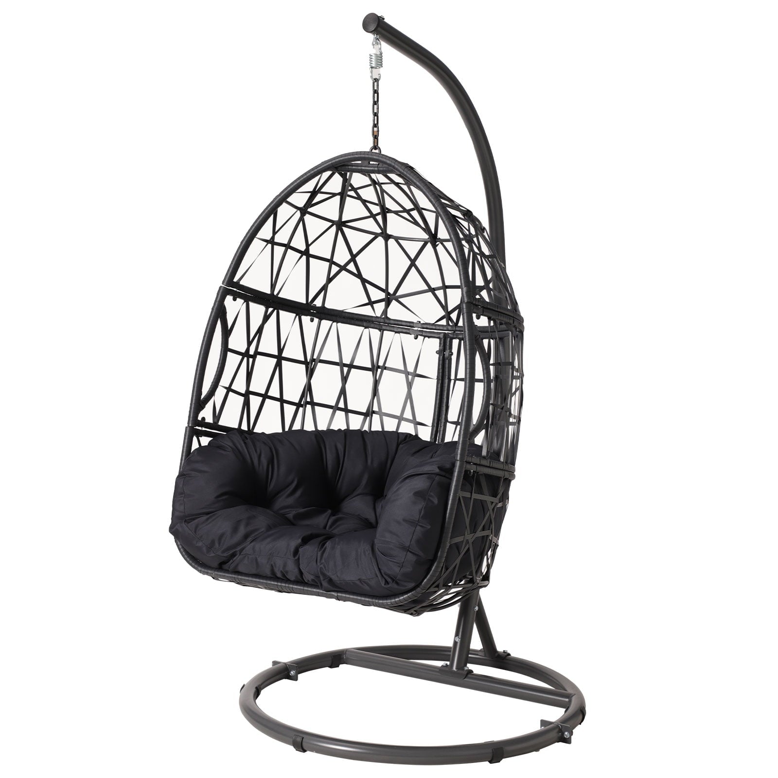 Haverchair Egg Chair with Stand Outdoor Patio Wicker Hanging Chair Swing Chair with Cushion