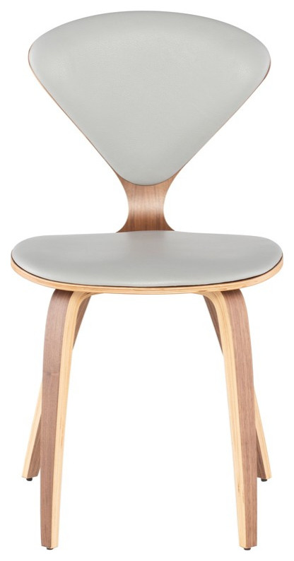 Satine Dining Chair With Leather Upholstered Seat and Back   Midcentury   Dining Chairs   by Advanced Interior Designs  Houzz