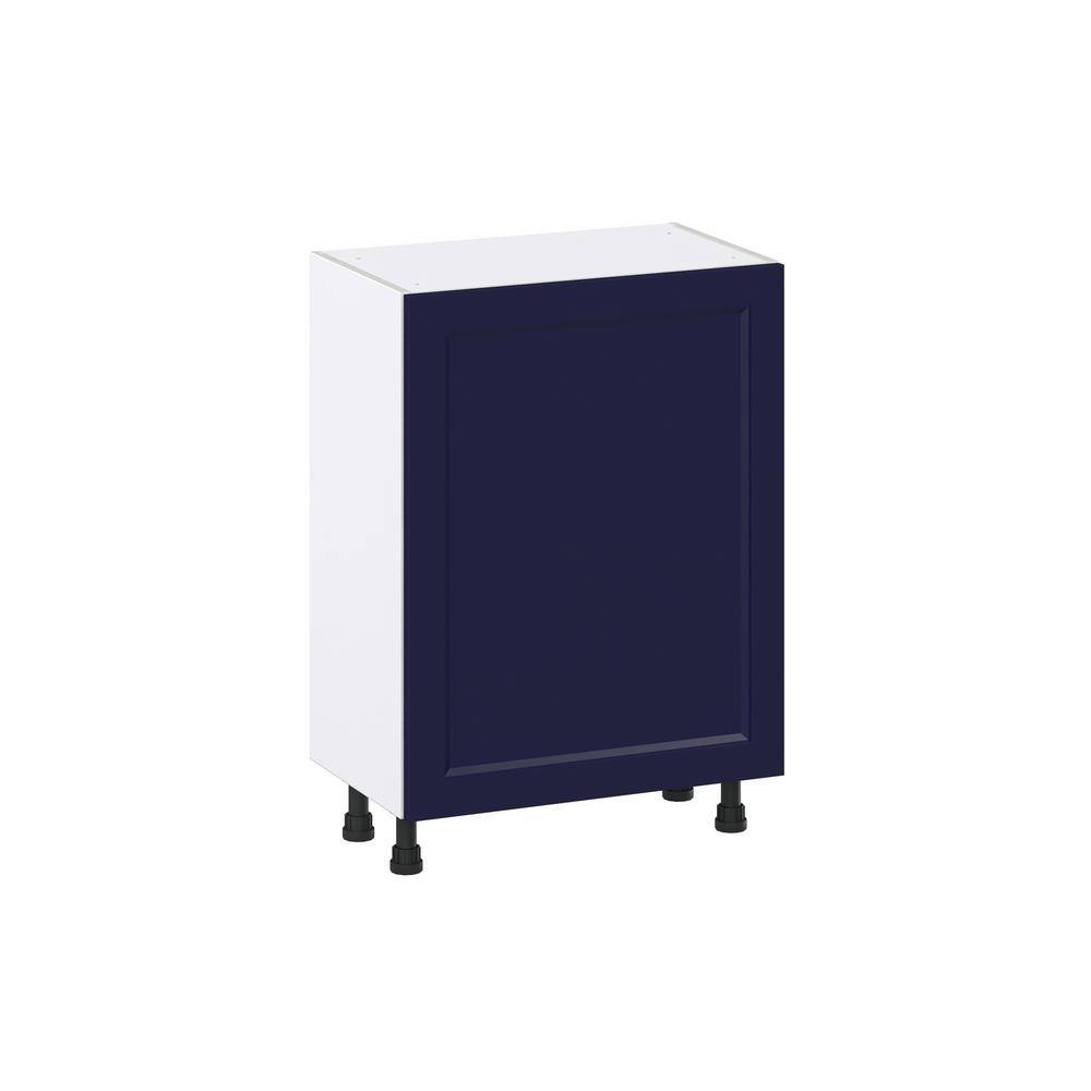 J COLLECTION 24 in. W x 14 in. D x 34.5 in. H Devon Painted Blue Shaker Assembled Shallow Base Kitchen Cabinet with a Door DSB2414FH(LR)-DV