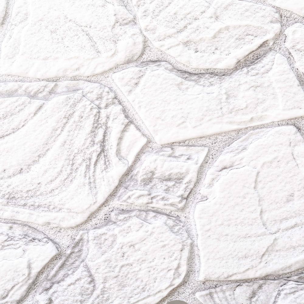 Dundee Deco 3D Falkirk Retro V 39 in. x 19 in. White Grey Faux Stone PVC Decorative Wall Paneling (10-Pack) GRHDTP10027352-10