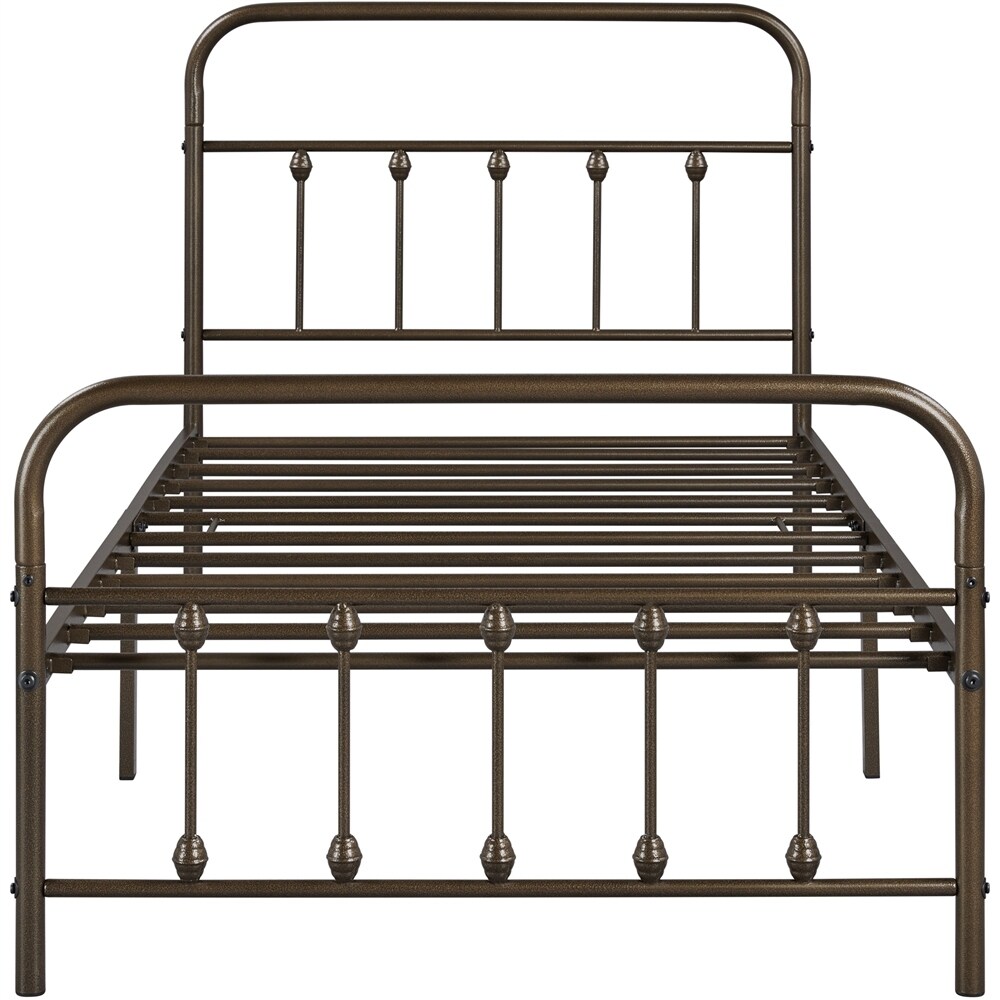 Yaheetech Classic Iron Platform Bed with High Headboard and Footboard Strong Metal Framed Bed