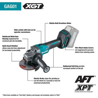 Makita 40V Max XGT Brushless Cordless 4-125 in. Angle Grinder Kit with Electric Brake (4.0Ah) with Bonus XGT 4.0Ah Battery GAG01M1-BL4040