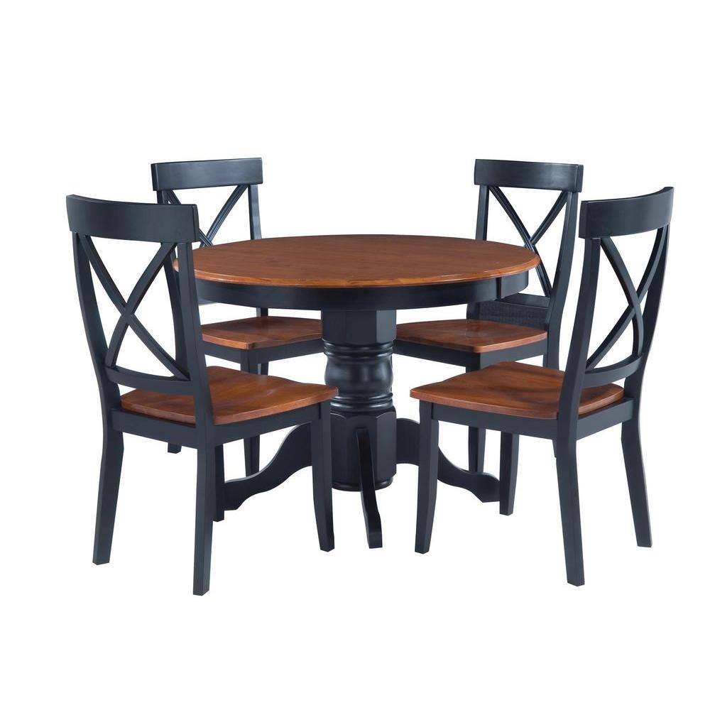 HOMESTYLES 5-Piece Black and Oak Dining Set 5168-318