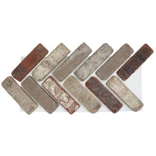 Old Mill Brick 28 in. x 12.5 in. x 0.5 in. Brickwebb Herringbone Cobblestone Thin Brick Sheets (Box of 5-Sheets) BWH-370014CS