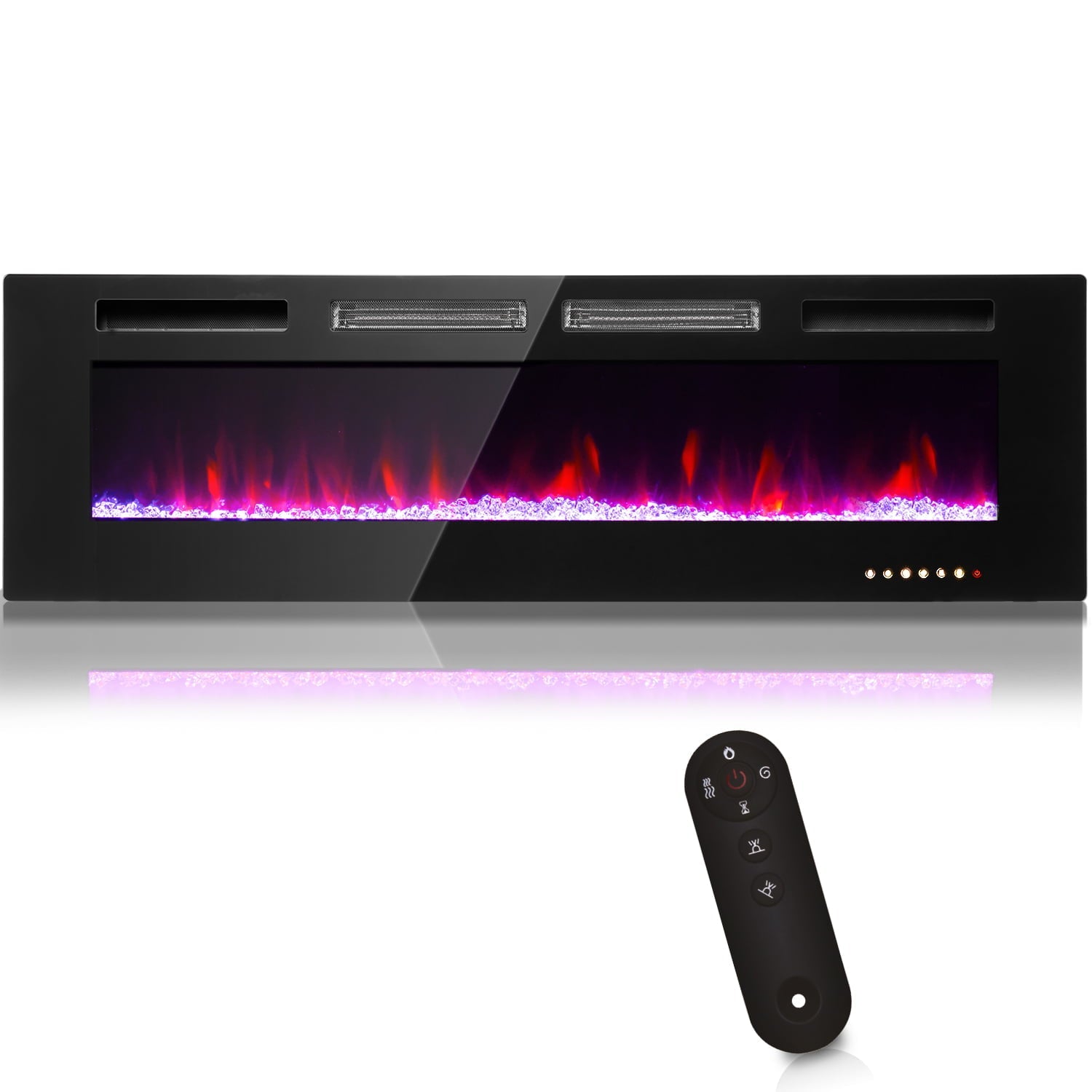 BaPiPro 60 inch Electric Fireplace, Recessed Wall Mounted Electric Fireplace inserts,Ultra Thin, 750W/1500W, 12 Color Flame, Remote Control