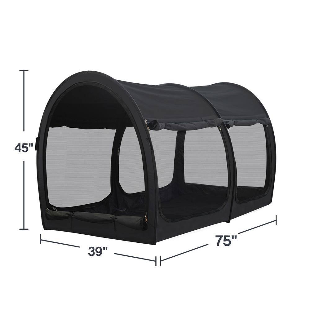 Alvantor 2-in-1 Indoor Pop Up Portable Frame Pongee Bed Canopy Tent Twin Curtains Breathable Charcoal (Mattress Not Included) 2005FM