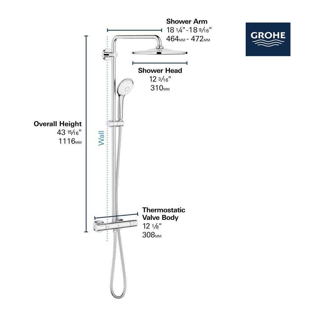 GROHE Euphoria 310 CoolTouch 3-Spray Thermostatic Shower System with Handheld Shower in StarLight Chrome 26726000