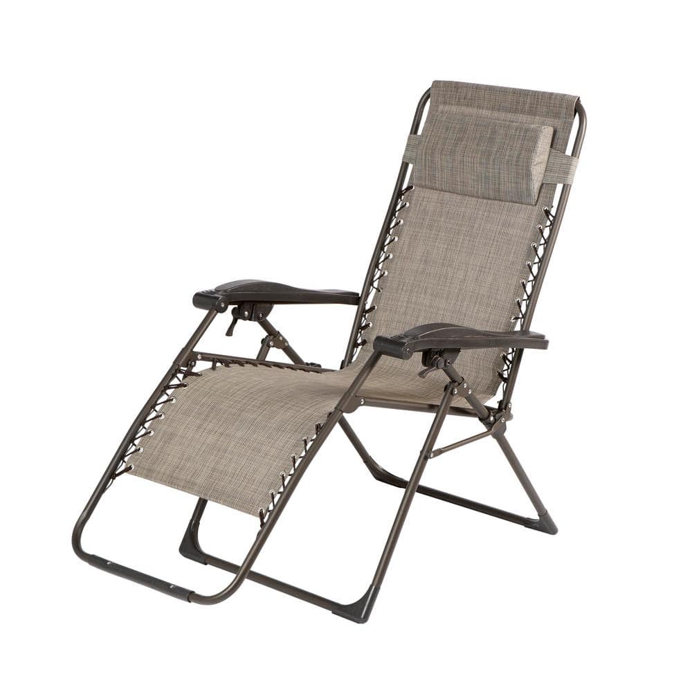 StyleWell Mix and Match Folding Zero Gravity Steel Outdoor Patio Sling Chaise Lounge Chair in Riverbed Taupe CHARLES-20RB