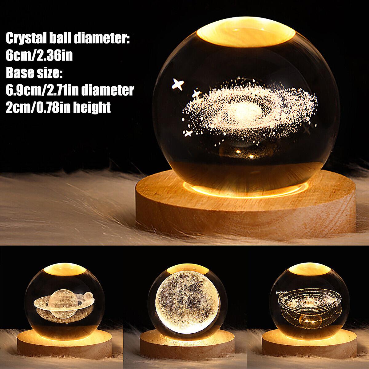 3d Crystal Ball Moon Planet Globe Table Lamp Usb Led Night Light Home Decor Gift W12412836