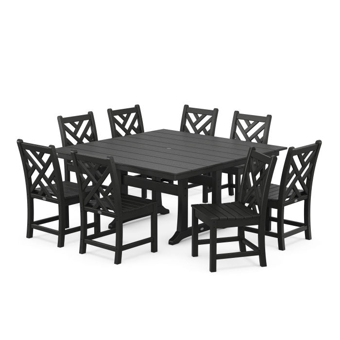 Polywood Chippendale 9-Piece Farmhouse Trestle Dining Set PWS663-1