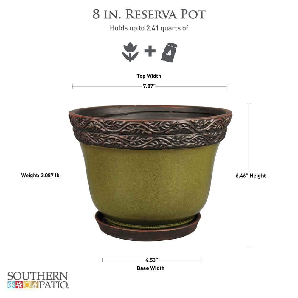 Southern Patio Reserva Small 7.87 in. x 6.46 in. 3 Qt. Jade Ceramic Indoor Pot (2-Pack) CRM-030812P2