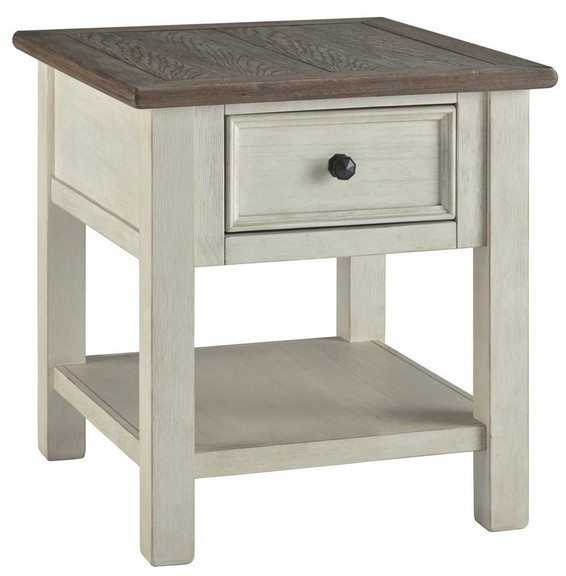 Benjara BM206141 End Table With Plank Top and a Gl...