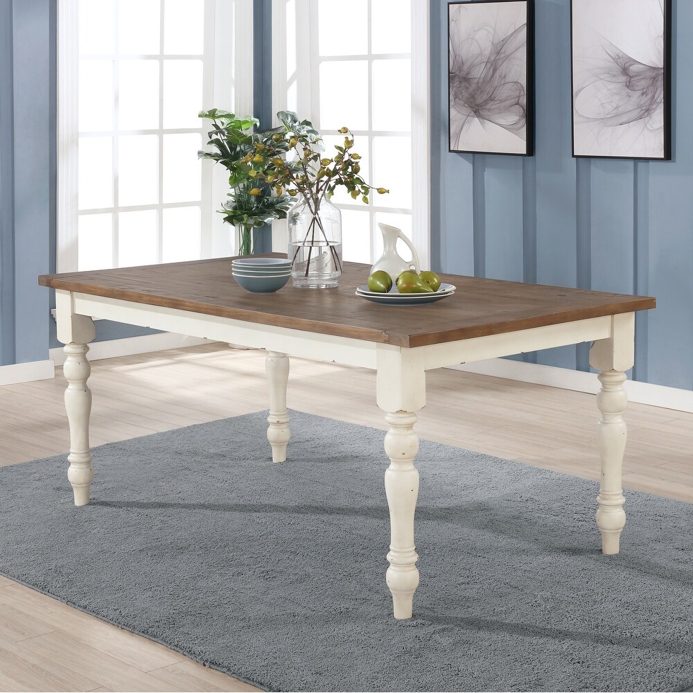 Roundhill Furniture Prato Antique White/ Distressed Oak 6 piece Dining Table Set