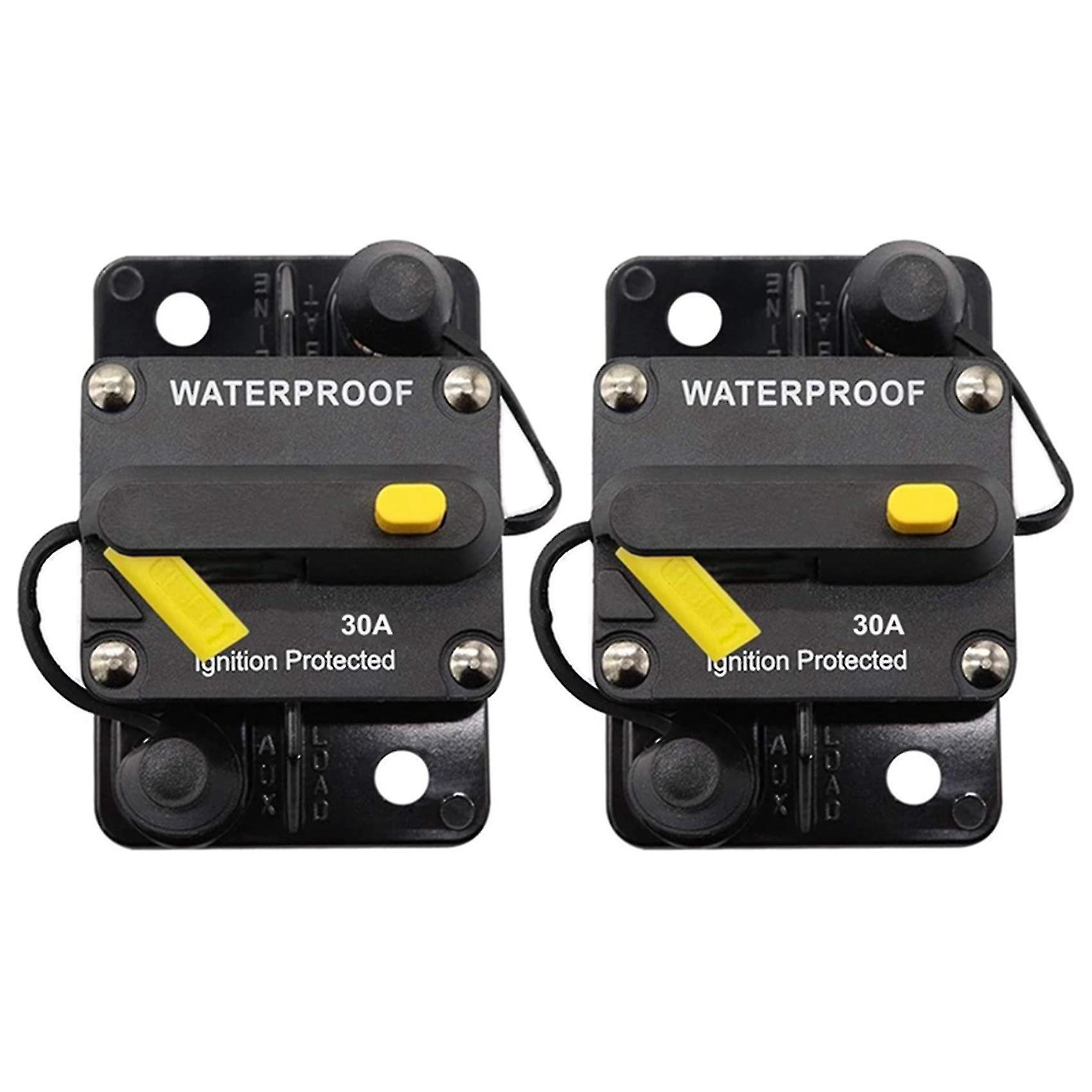 2x 30 Amp Circuit Breaker 12v- 48v Dc Manual Reset For Trolling Motor Rv Marine Boat Vehicles Syste