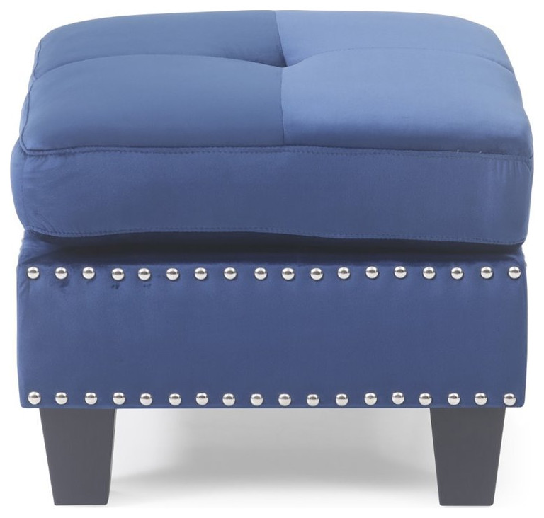 Glory Furniture Nailer Velvet Ottoman in Black   Transitional   Footstools And Ottomans   by Homesquare  Houzz