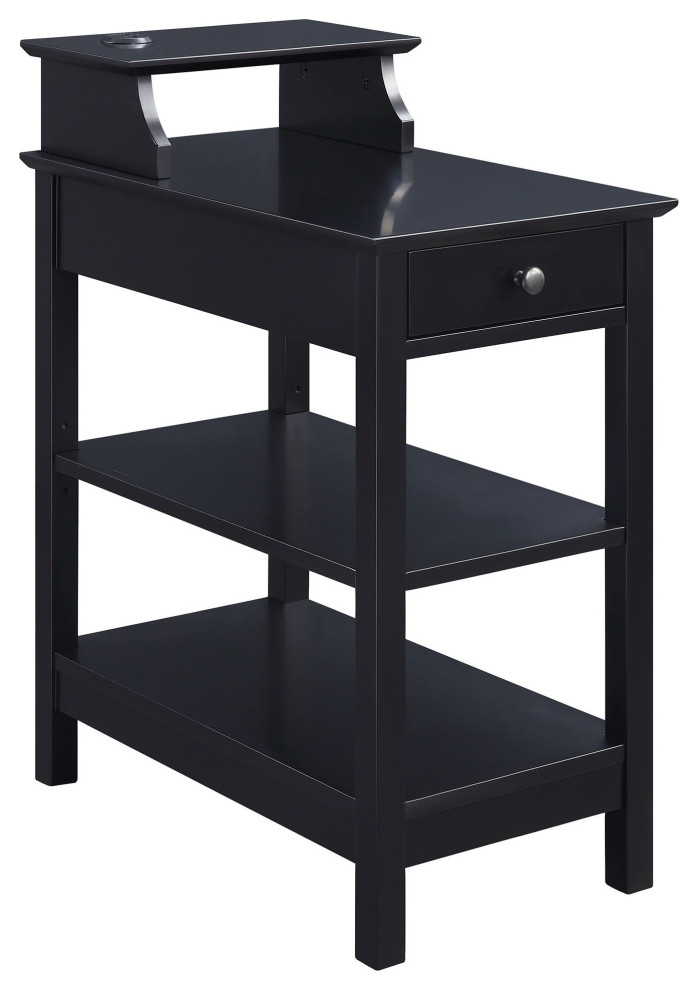 Wooden Frame Side Table With 3 Open Compartments And 1 Drawer  Black   Transitional   Side Tables And End Tables   by VirVentures  Houzz