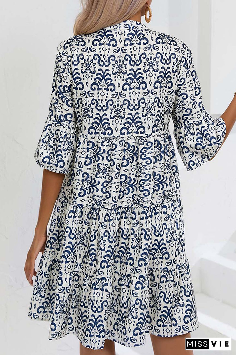 Loose Fit Half Sleeves Printing Dress