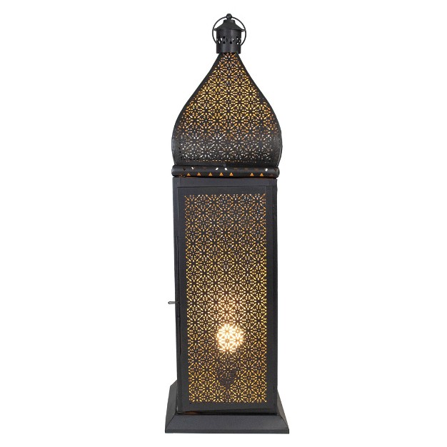 Black And Gold Moroccan Style Lantern Floor Lamp