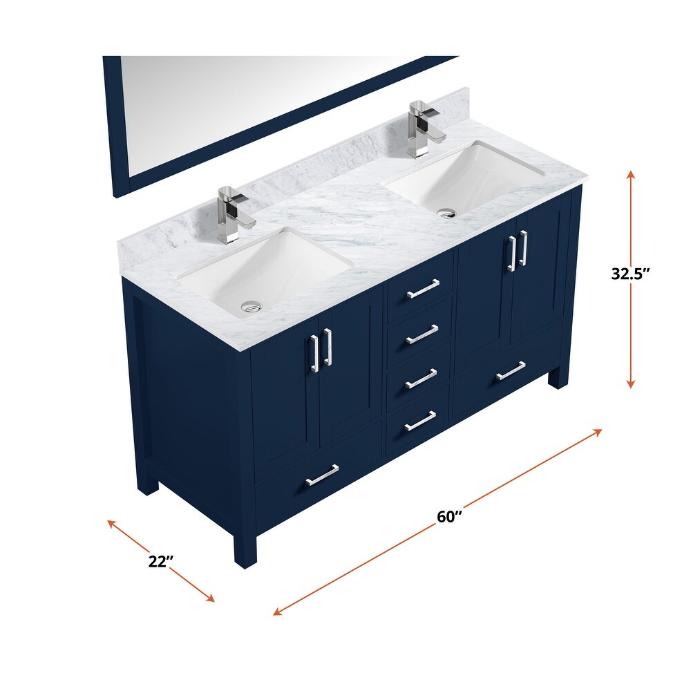 Jacques 60 in. W x 22 in. D Navy Blue Double Bath Vanity