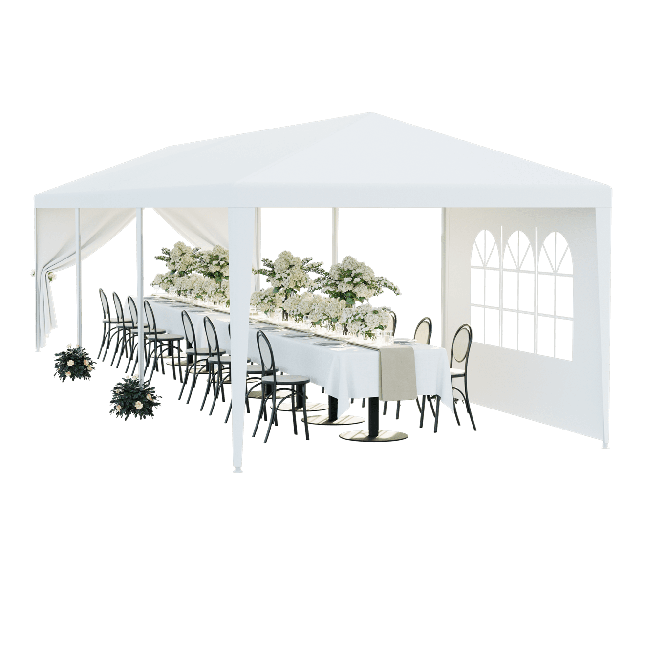 ZENSTYLE Patio Wedding Party Tent Set White Waterproof Canopy - 10 x 30' White