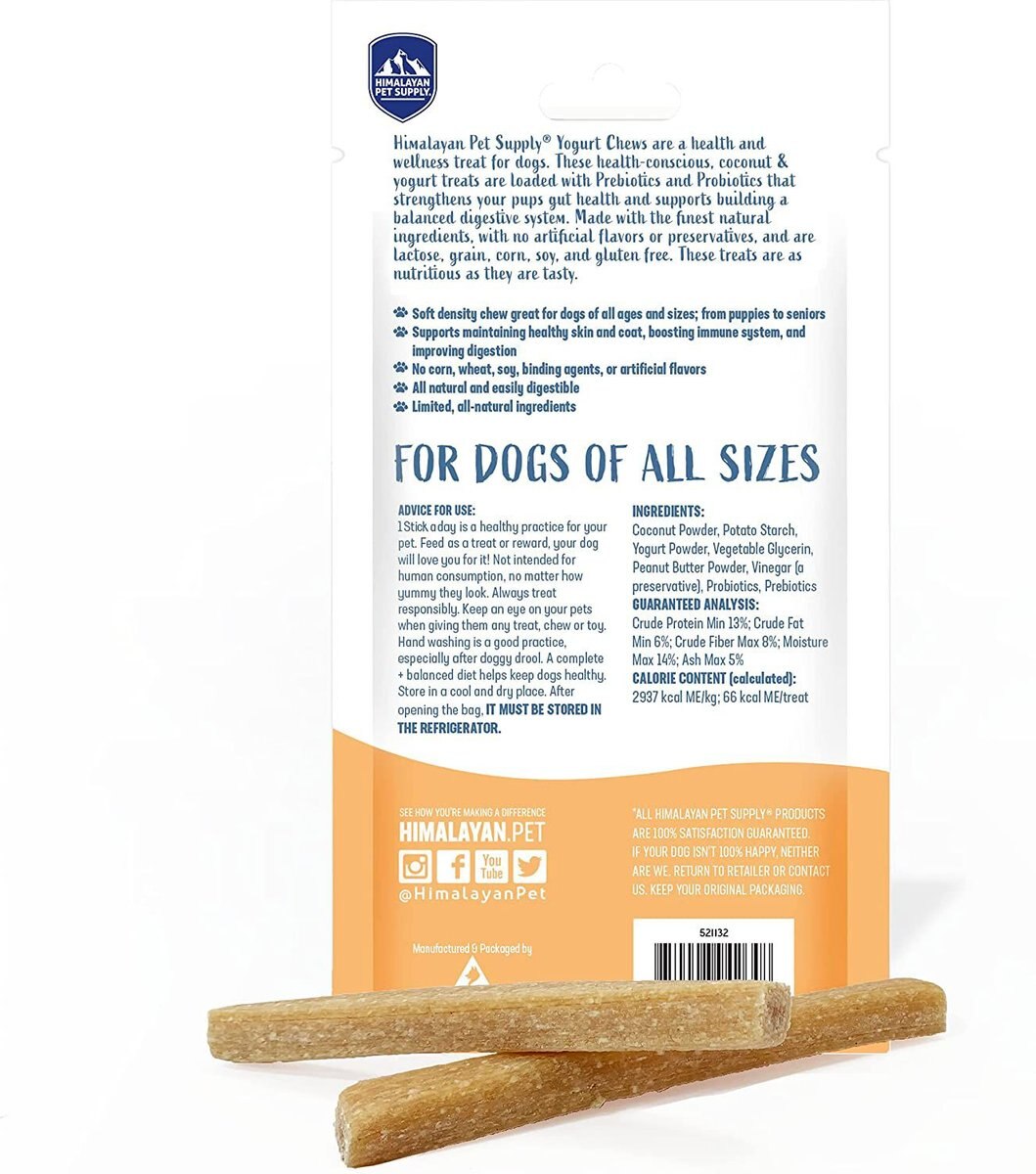 Himalayan Pet Supply Yogurt Sticks Peanut Butter Flavor Dog Treats， 6 count