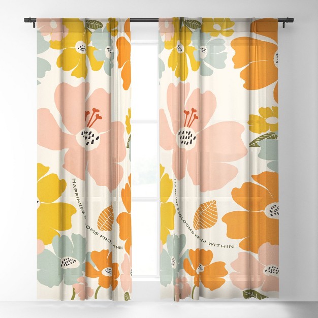 Gale Switzer Happiness Blooms Single Panel Sheer Window Curtain Deny Designs