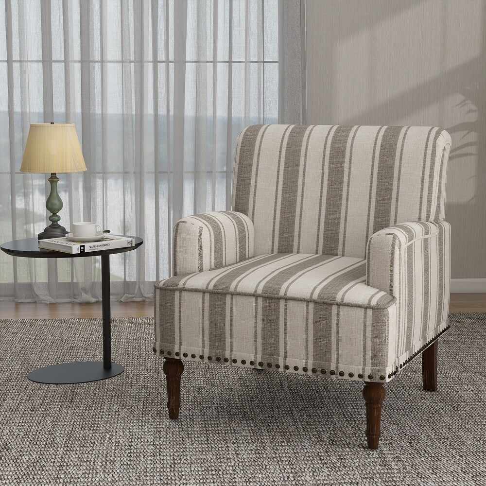 Upholstered Stripe Accent Chair Modern Armchair