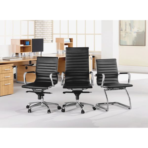 Lorell Modern Chair Series Mid-back Leather Office Chair