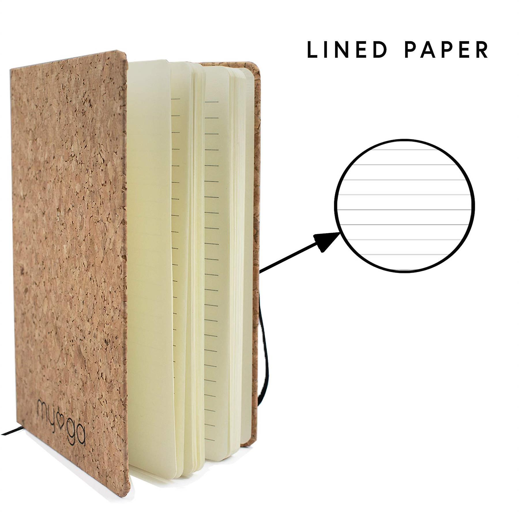 Myga Notebook - Cork Hard Cover A5 Note Pad Diary with Page Divider and Lined Paper for Home and Office - Eco-friendly