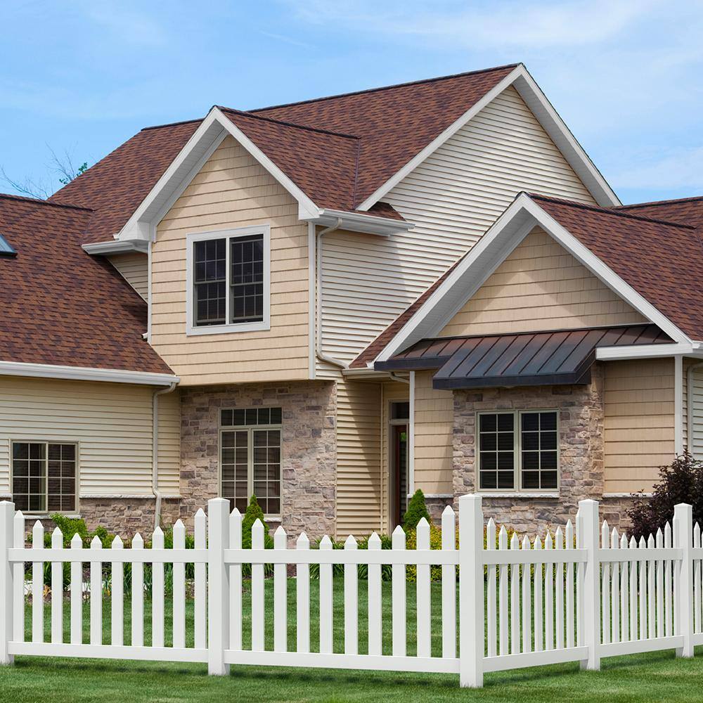 Veranda Pro Series 4 in. x 4 in. x 6 ft. White Vinyl Scalloped Routed Corner Fence Post 118673