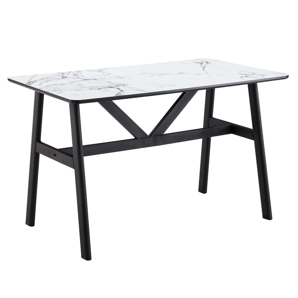 Mieres Modern Simple Faux Marble Dining Table   N/A