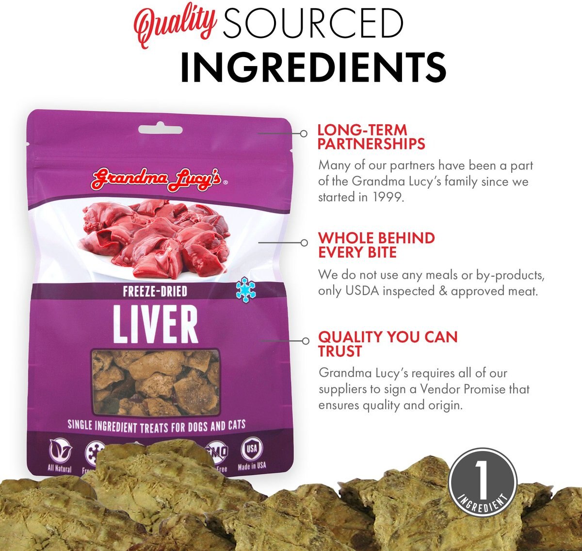 Grandma Lucy's Freeze-Dried Singles Liver Dog and Cat Treats