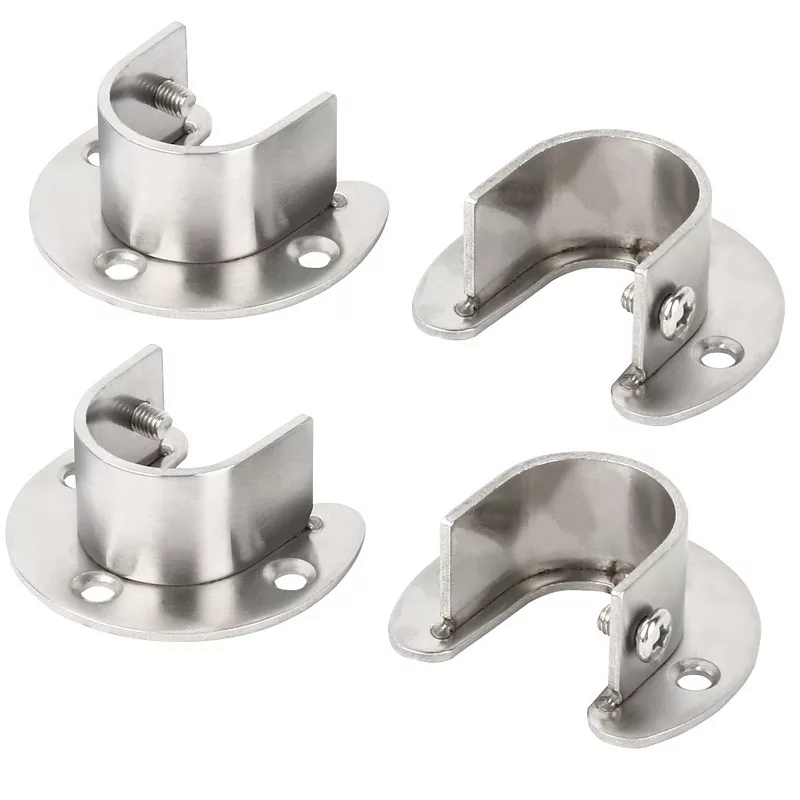 Stainless Steel Clothes Closet Rod Bracket Flange Holder Pole 1.1 Inch Dia 4pcs