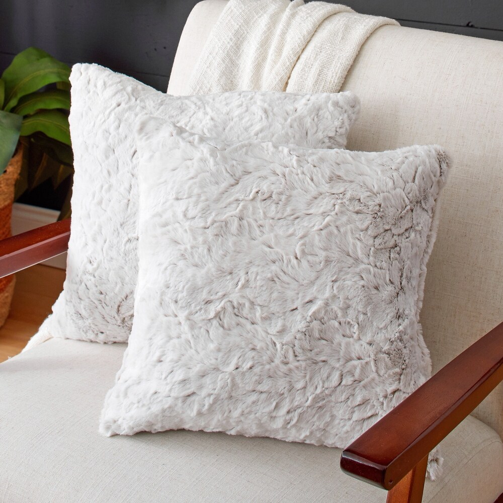 Humble + Haute Indoor Faux Fur Knife Edge Square Pillows (Set of 2)