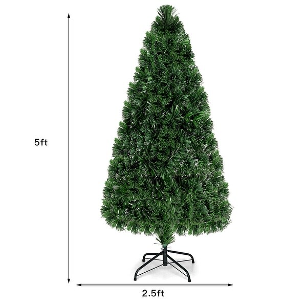 Costway 5Ft PreLit Fiber Optic PVC Christmas Tree Metal Holiday