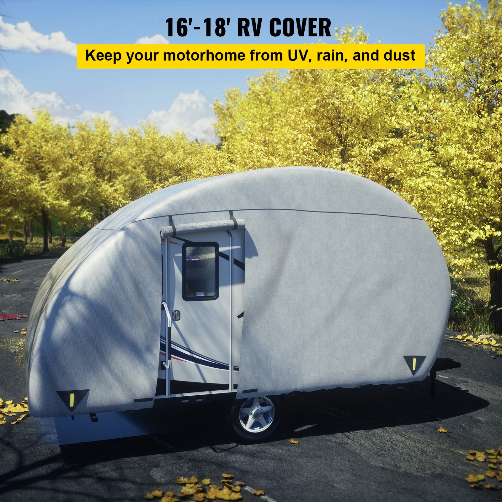 VEVOR Classic Accessories Over Drive PolyPRO3 Deluxe R-Pod Travel Trailer Cover， Fits up to 16'-18' Long - Trailer Body Only