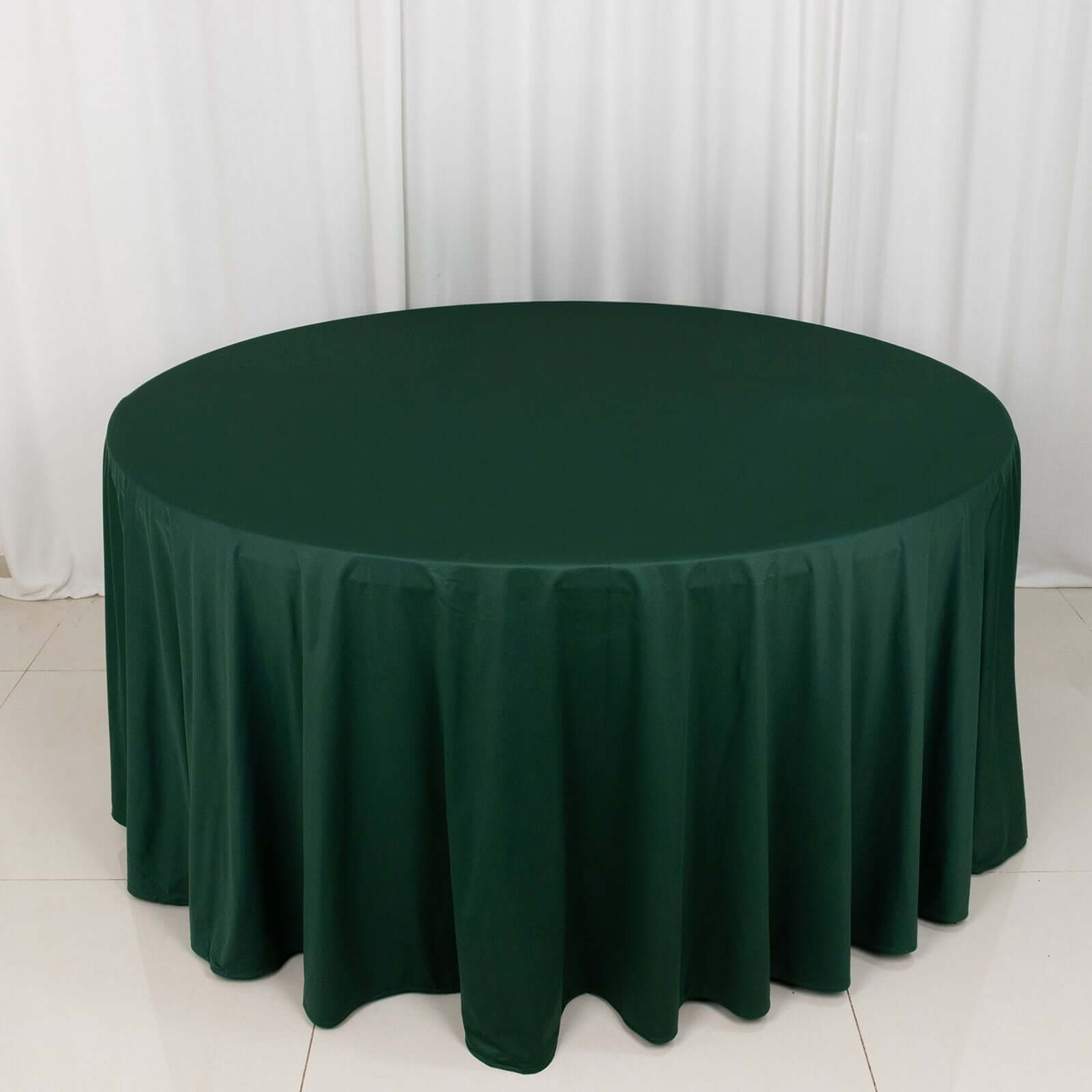 Hunter Emerald Green Premium Scuba Round Tablecloth, Wrinkle Free Polyester Seamless Tablecloth 120