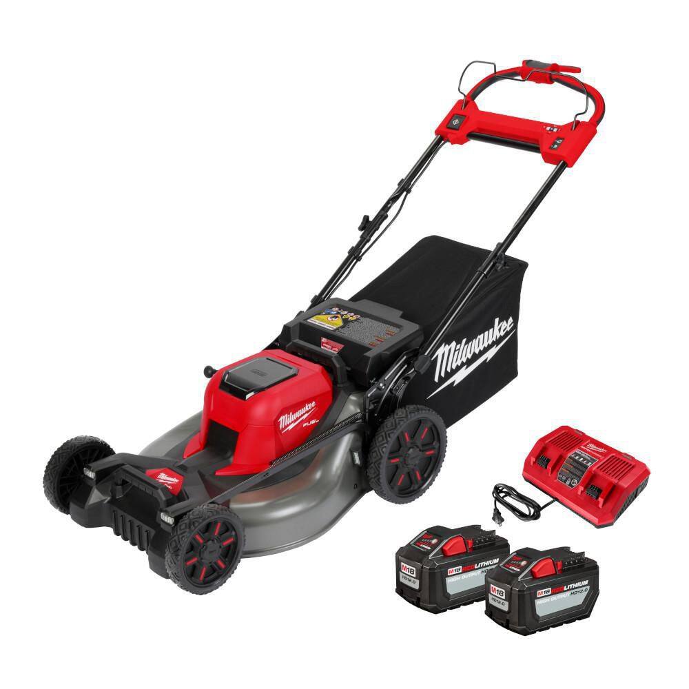 MW M18 FUEL Brushless Cordless 21 in. Walk Behind Dual Battery Self-Propelled Mower w(2) 12.0Ah Battery and Rapid Charger 2823-22HD