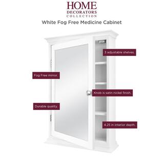 Home Decorators Collection 19.8 in. x 28.2 in. Fog Free Surface Mount Medicine Cabinet in White with Mirror 83021