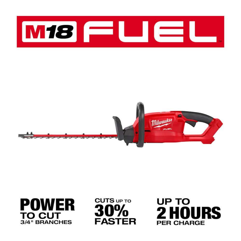 Milwaukee M12 FUEL 8 in 12V LithiumIon Brushless Cordless Hedge Trimmer Kit with M18 FUEL 18 in Hedge Trimmer