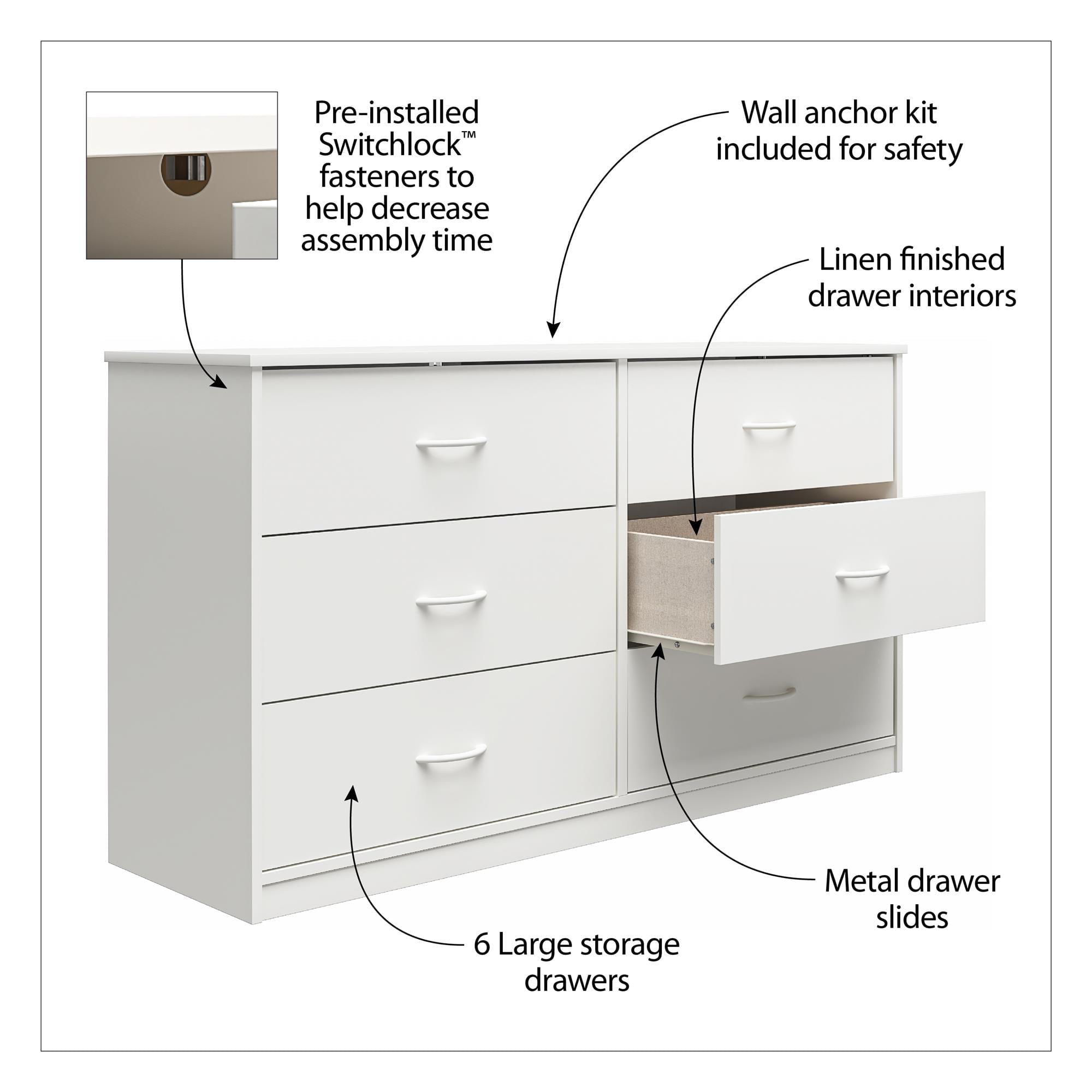 Mainstays Classic 6 Drawer Dresser, Espresso