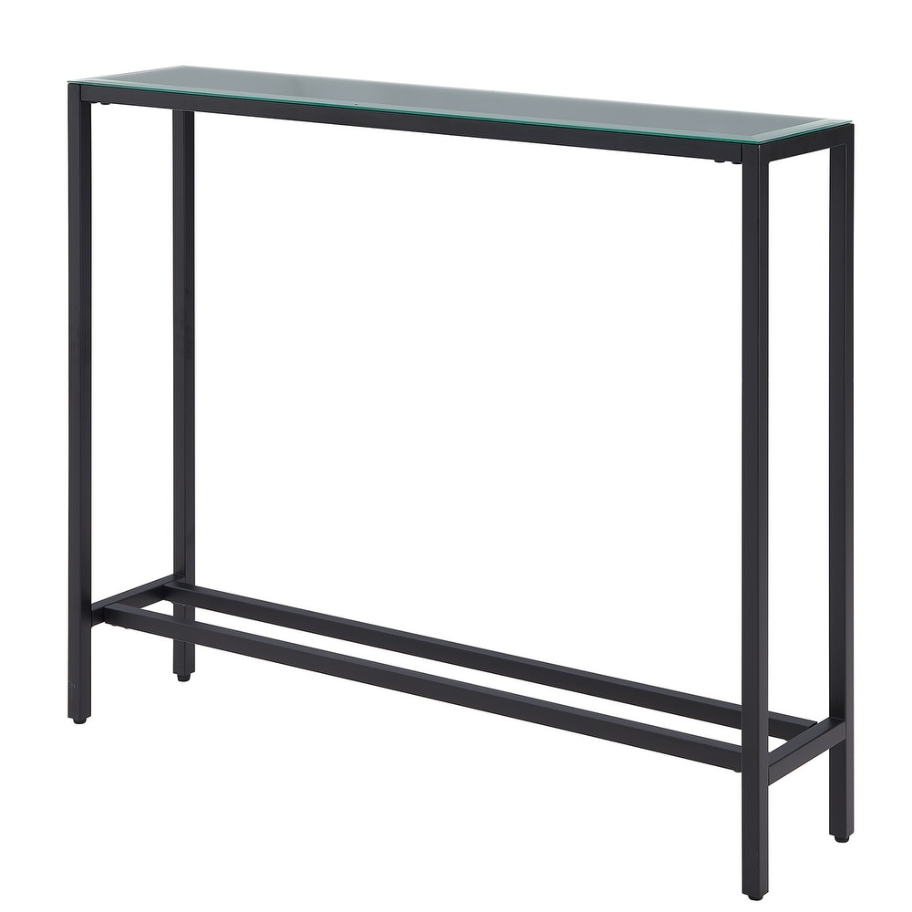 SEI Furniture Ham Long Narrow Console Table with Mirrored Top