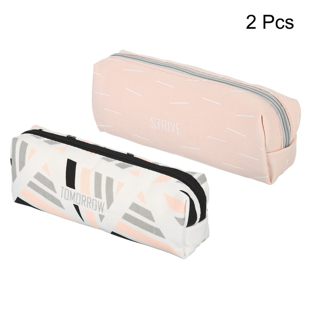 Large Capacity Pencil Case 2 Pack Pen Pouch Bag Stationery Organizer White Pink   White  Pink